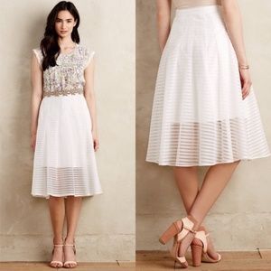 Anthropologie White Midi Skirt